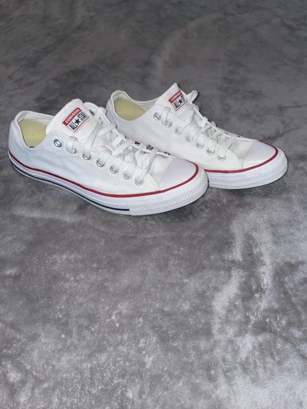 Converse White Low-Top Sneakers with Red Trim (Men)